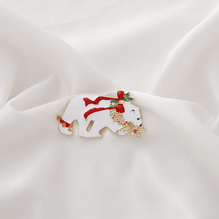 Wholesale Brooch Metal Christmas Bells Snowman Wreath Gloves JDC-BC-MDD004