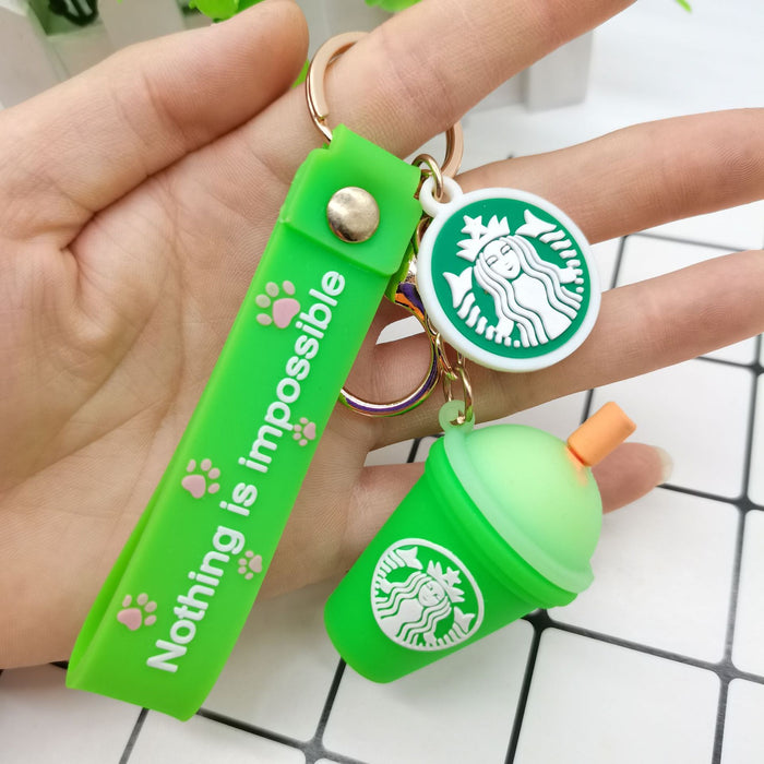 Jewelry WholesaleWholesale Silicone Milk Tea Cup Keychain JDC-KC-JFang002 Keychains 九方 %variant_option1% %variant_option2% %variant_option3%  Factory Price JoyasDeChina Joyas De China