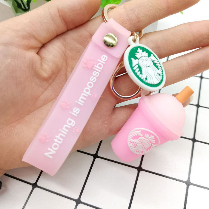 Jewelry WholesaleWholesale Silicone Milk Tea Cup Keychain JDC-KC-JFang002 Keychains 九方 %variant_option1% %variant_option2% %variant_option3%  Factory Price JoyasDeChina Joyas De China