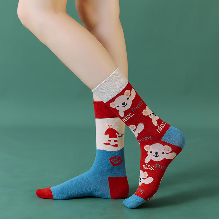 Wholesale trendy socks ab style pure cotton high socks cartoon flower JDC-SK-MianZu001