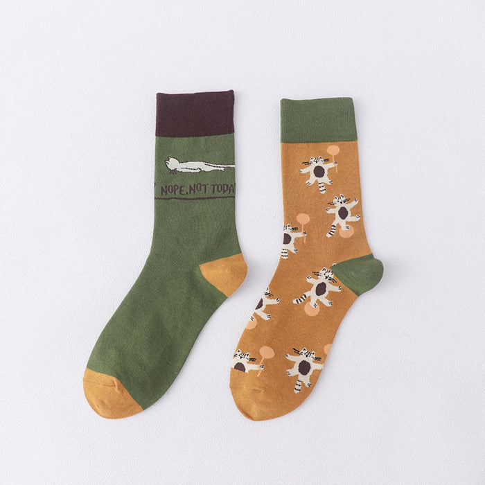 Wholesale trendy socks ab style pure cotton high socks cartoon flower JDC-SK-MianZu001