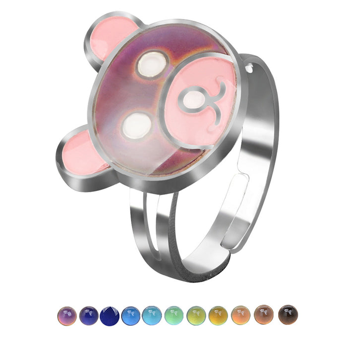 Wholesale Zinc Alloy Enamel Cartoon Turtle Animal Thermochromic Ring JDC-RS-LanA002