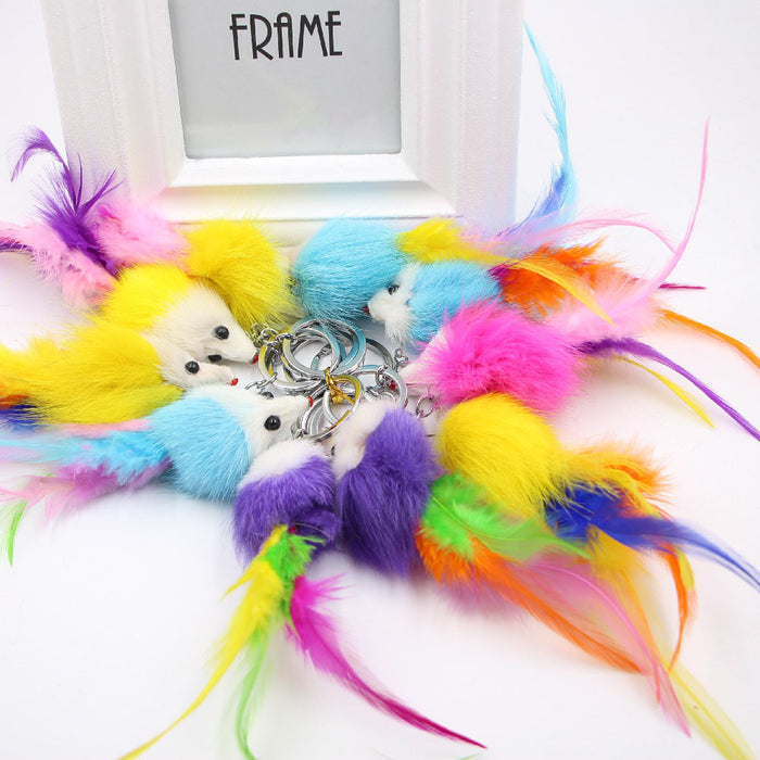 Wholesale Feather Phone Plush Little Fox Keychains JDC-KC-Zuge059