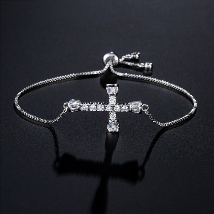 Wholesale Bracelet Copper Zircon Cross Adjustable JDC-BT-PREMAG002