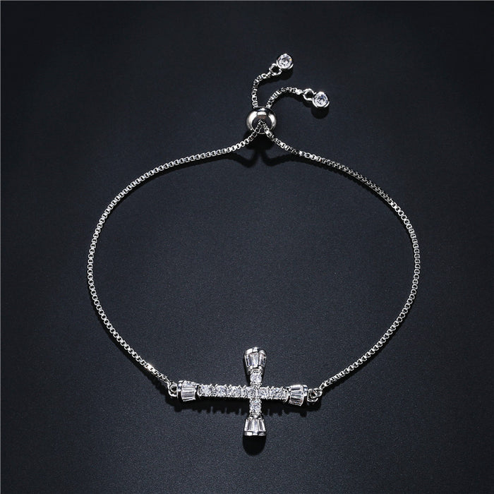 Wholesale Bracelet Copper Zircon Cross Adjustable JDC-BT-PREMAG002