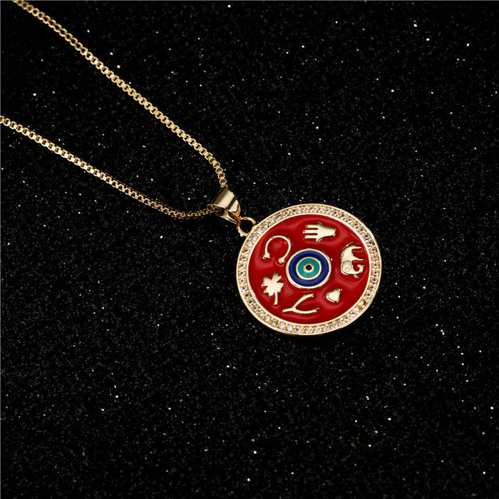 Wholesale hot selling drip oil pendant necklace micro inlaid zircon JDC-NE-AG150