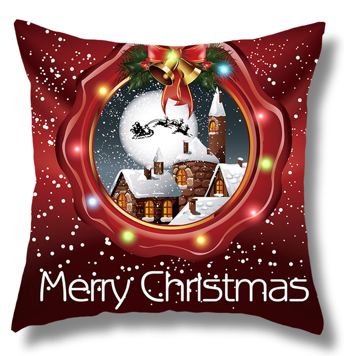 Wholesale Pillow Cover Lantern Santa Elk LED Light Printing Short Plush MOQ≥3 JDC-PW-Yifan002