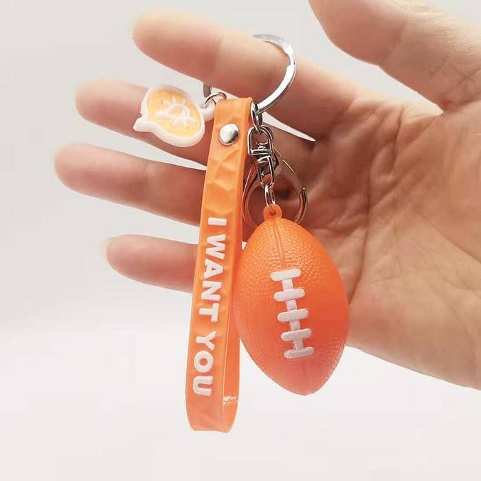 Wholesale Keychain PVC Simulation Rugby Pendant MOQ≥2 JDC-KC-XiangY034