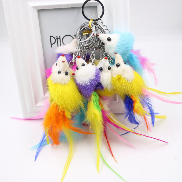 Wholesale Feather Phone Plush Little Fox Keychains JDC-KC-Zuge059