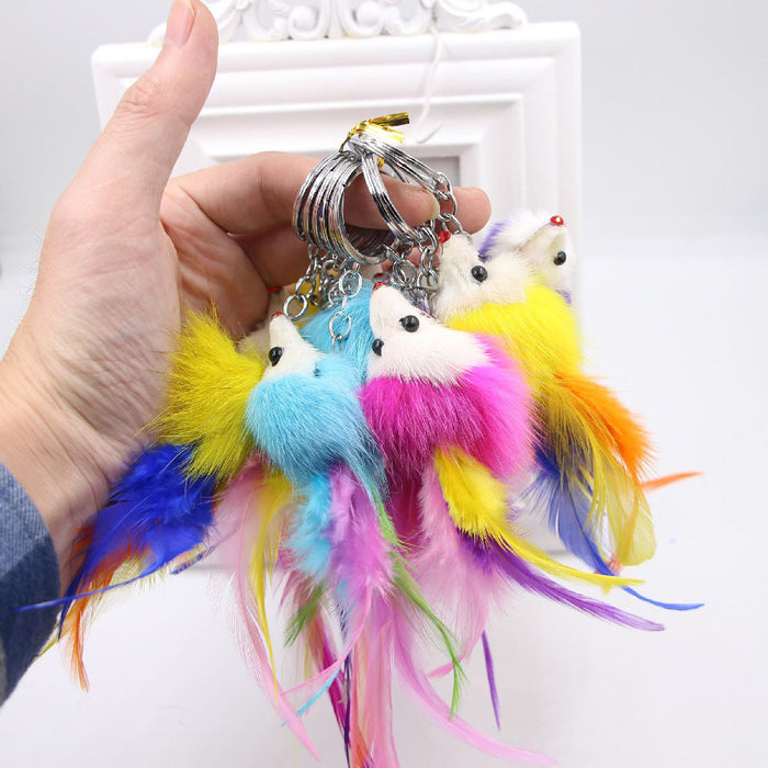 Wholesale Feather Phone Plush Little Fox Keychains JDC-KC-Zuge059