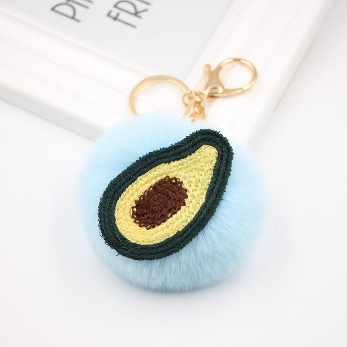 Jewelry WholesaleWholesale Alloy Faux Hair Avocado Daisy Hair Ball Pom Pom Keychain JDC-KC-Zuge040 Keychains 祖格 %variant_option1% %variant_option2% %variant_option3%  Factory Price JoyasDeChina Joyas De China