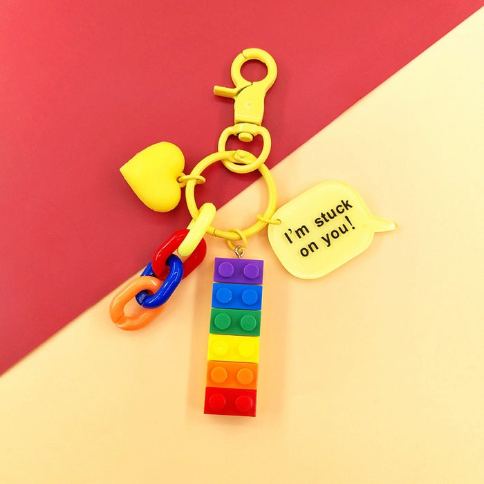 Wholesale LGBT Rainbow Building Blocks Acrylic Keychain MOQ≥2 JDC-KC-YChen002