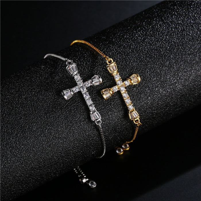 Wholesale Bracelet Copper Zircon Cross Adjustable JDC-BT-PREMAG002