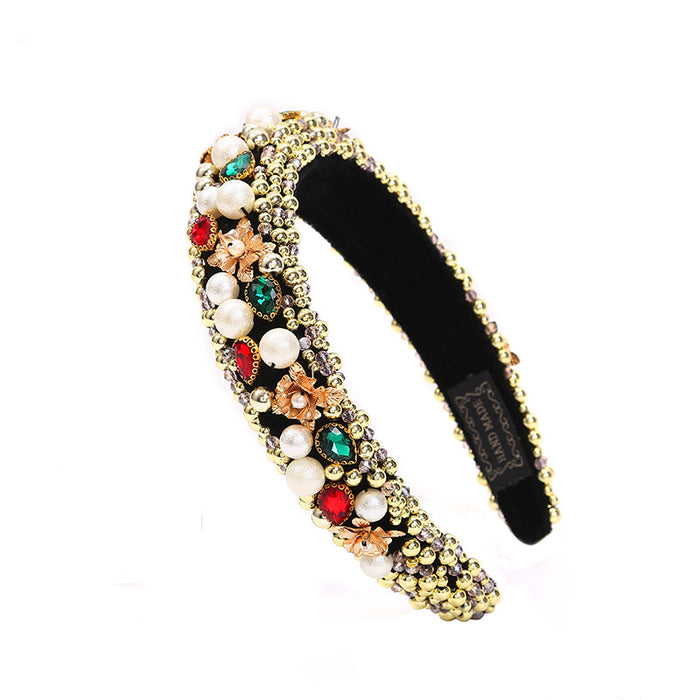 Jewelry WholesaleWholesale Baroque Luxury Gem Beaded Boutique Headband JDC-HD-TanD005 Headband 檀豆 %variant_option1% %variant_option2% %variant_option3%  Factory Price JoyasDeChina Joyas De China