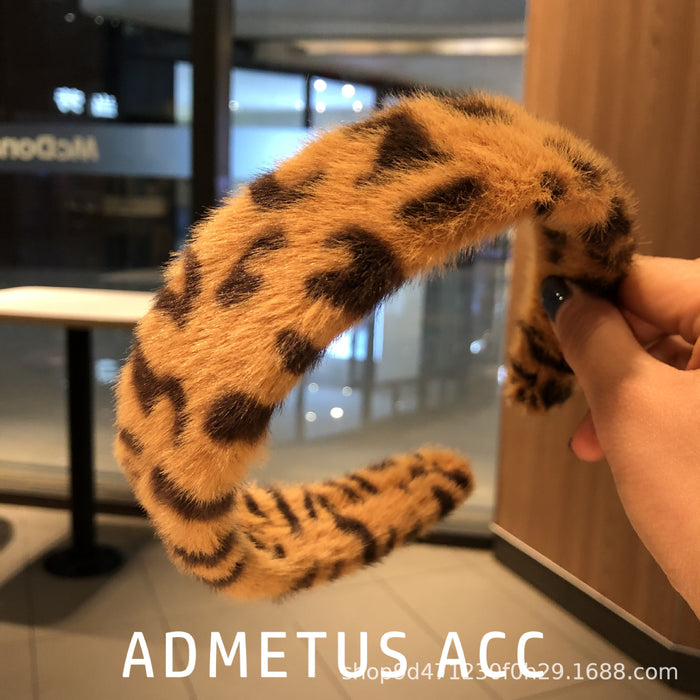 Wholesale Leopard Print Headband Plush MOQ≥2 JDC-HD-RuiChong004