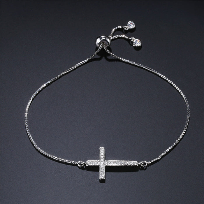 Wholesale Bracelet Copper Zircon Cross Adjustable JDC-BT-PREMAG001