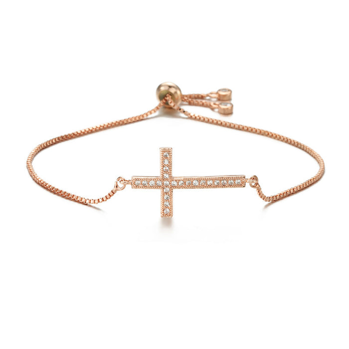 Wholesale Bracelet Copper Zircon Cross Adjustable JDC-BT-PREMAG001