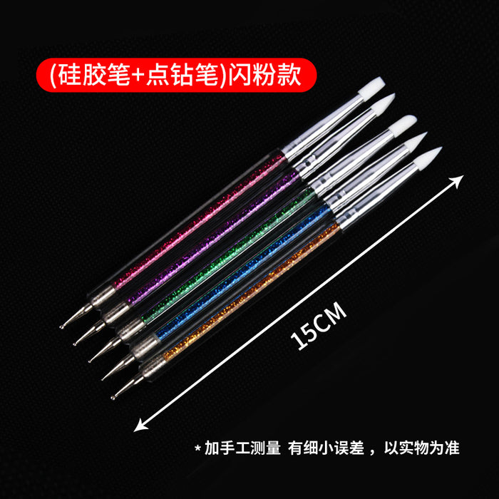 Wholesale Double Head Silicone Pen Nail Art Pen Spot Drill Pen 5pcs/Pack MOQ≥3 JDC-BP-YongX003