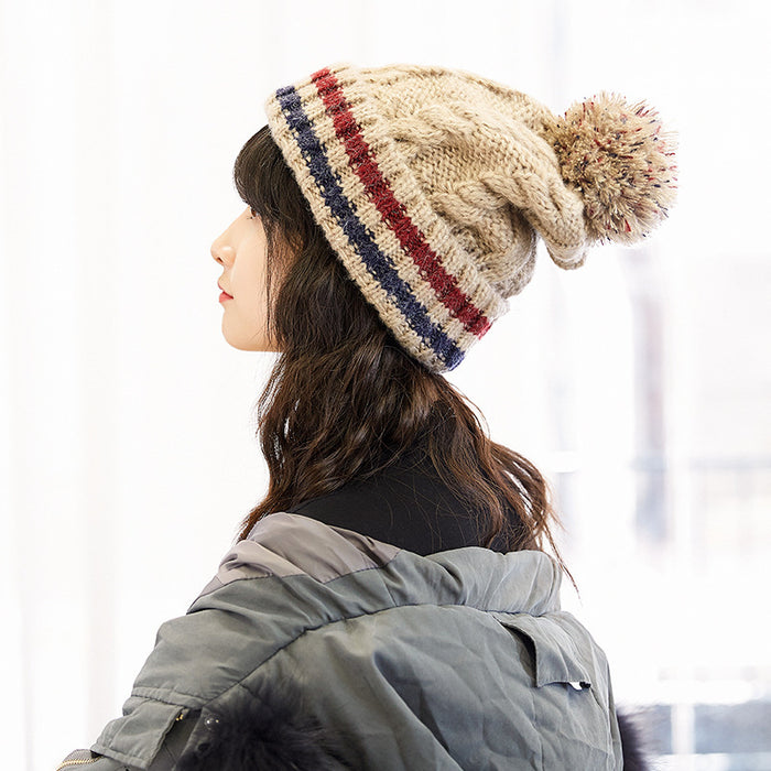 Wholesale Hat Wool Hemp Pattern Warm Outdoor Knitted Hat MOQ≥3 JDC-FH-XiangE001