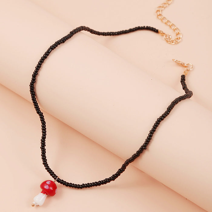 Wholesale Necklace Resin Color Rice Beads Cute Mushrooms JDC-NE-Lai001