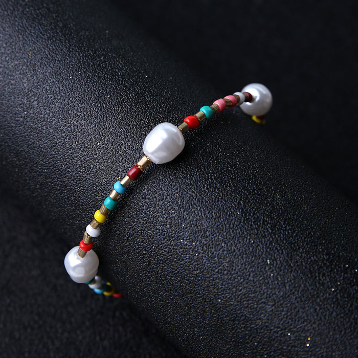 Jewelry WholesaleWholesale pearl hand-woven mixed beige foot ornament JDC-AS-YeB037 Anklets 烨贝 %variant_option1% %variant_option2% %variant_option3%  Factory Price JoyasDeChina Joyas De China