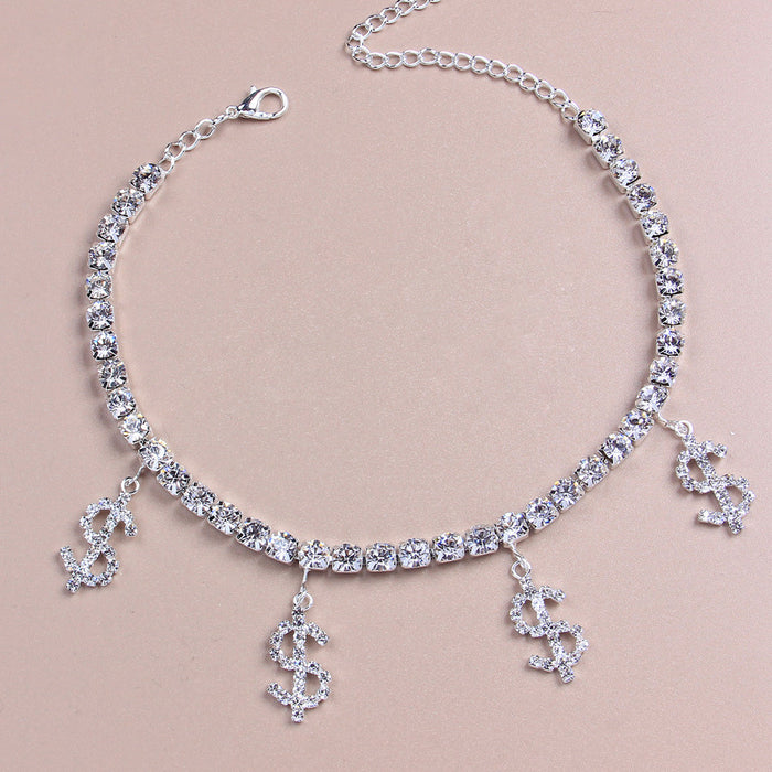 Jewelry WholesaleWholesale dollar sign water drill chain JDC-AS-XinS004 Anklets 心饰 %variant_option1% %variant_option2% %variant_option3%  Factory Price JoyasDeChina Joyas De China