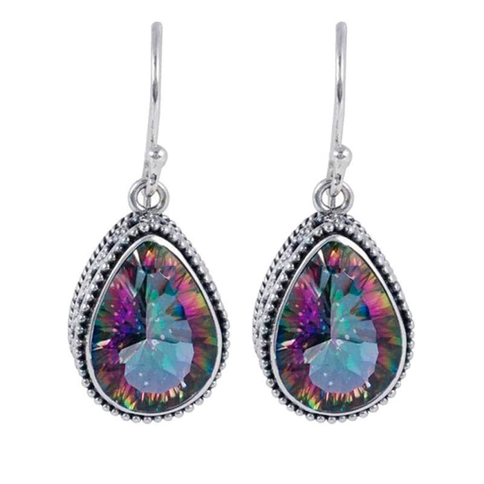 Wholesale Alloy Zircon Earrings Water Drop Gradient Colorful Bohemian MOQ≥2 JDC-ES-qiuse004