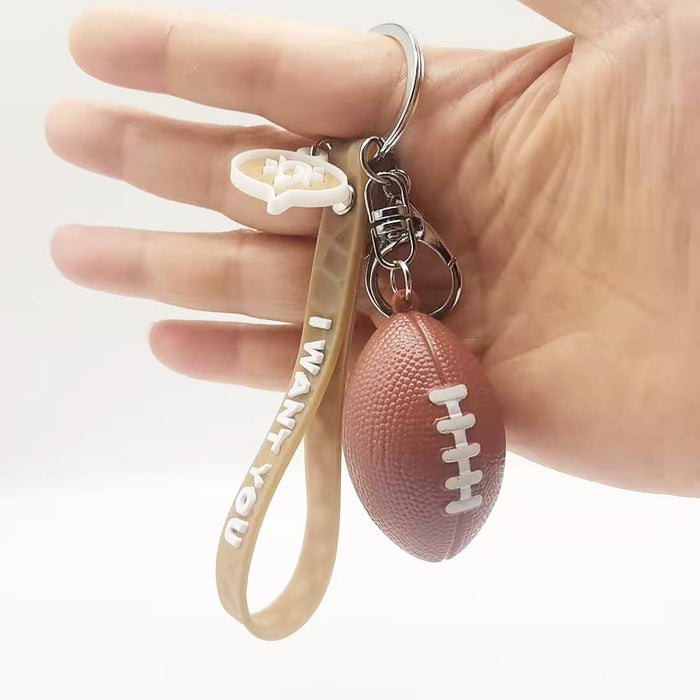 Wholesale Keychain PVC Simulation Rugby Pendant MOQ≥2 JDC-KC-XiangY034