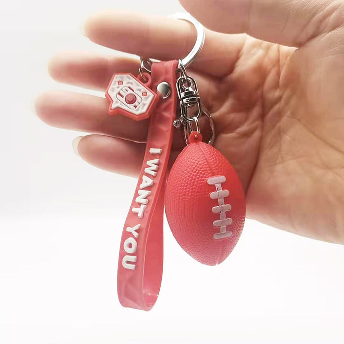 Wholesale Keychain PVC Simulation Rugby Pendant MOQ≥2 JDC-KC-XiangY034