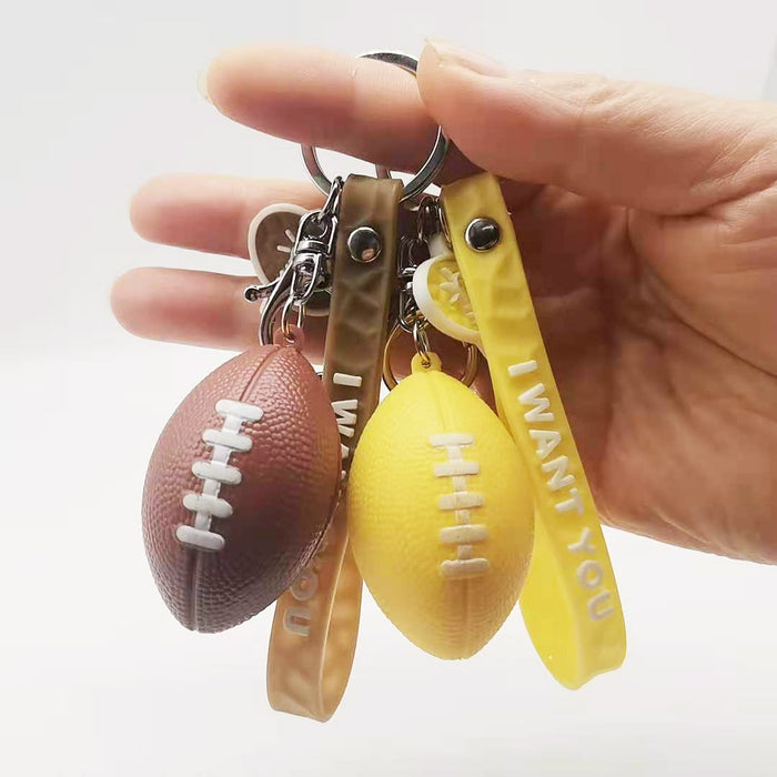 Wholesale Keychain PVC Simulation Rugby Pendant MOQ≥2 JDC-KC-XiangY034