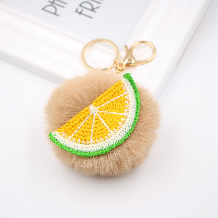 Jewelry WholesaleWholesale Alloy Faux Hair Avocado Daisy Hair Ball Pom Pom Keychain JDC-KC-Zuge040 Keychains 祖格 %variant_option1% %variant_option2% %variant_option3%  Factory Price JoyasDeChina Joyas De China