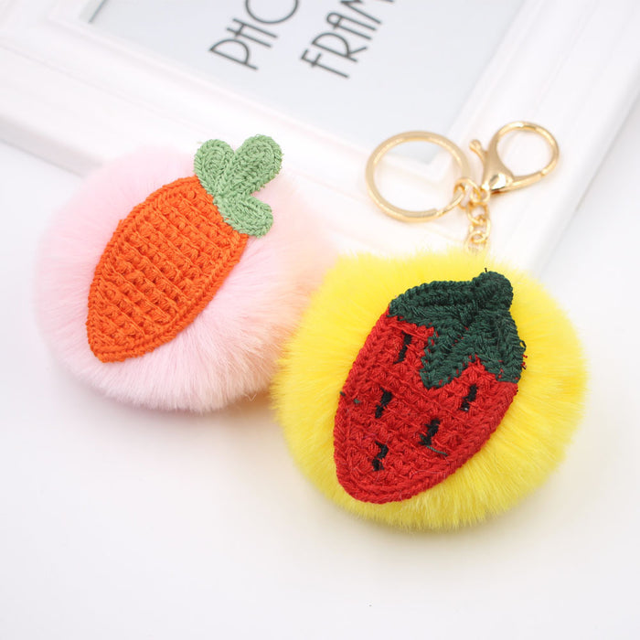 Jewelry WholesaleWholesale Alloy Faux Hair Avocado Daisy Hair Ball Pom Pom Keychain JDC-KC-Zuge040 Keychains 祖格 %variant_option1% %variant_option2% %variant_option3%  Factory Price JoyasDeChina Joyas De China