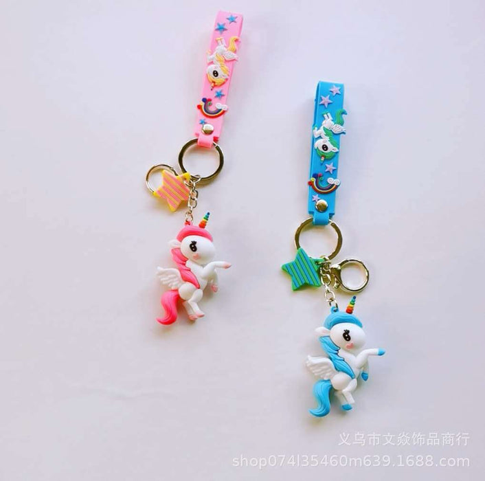 Wholesale Cute Rainbow Unicorn Cartoon Keychain MOQ≥3 JDC-KC-WYan013