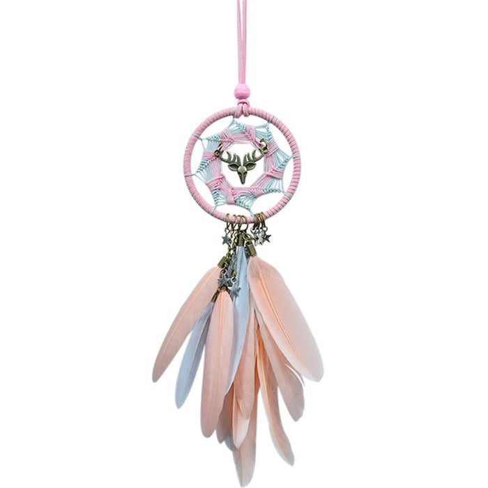 Wholesale Feather Iron Ring Deer Head Tree Of Life Dreamcatcher Car Hanging MOQ≥2 JDC-DC-MYing003