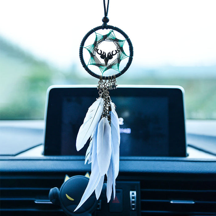 Jewelry WholesaleWholesale Feather Iron Ring Deer Head Tree Of Life Dreamcatcher Car Hanging MOQ≥2 JDC-DC-MYing003 Dreamcatcher 梦萤 %variant_option1% %variant_option2% %variant_option3%  Factory Price JoyasDeChina Joyas De China