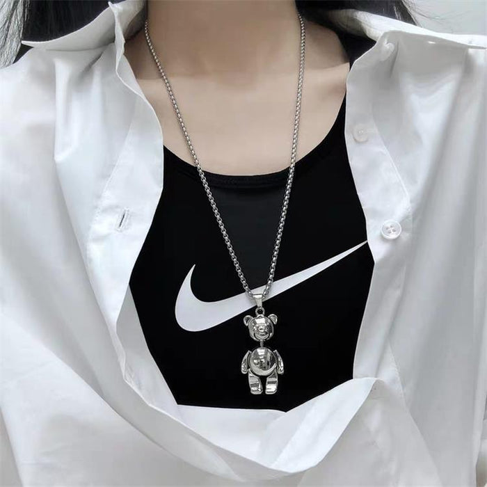 Jewelry WholesaleWholesale hip hop bear long titanium steel necklace JDC-NE-MLQ016 Necklaces 米朗奇 %variant_option1% %variant_option2% %variant_option3%  Factory Price JoyasDeChina Joyas De China