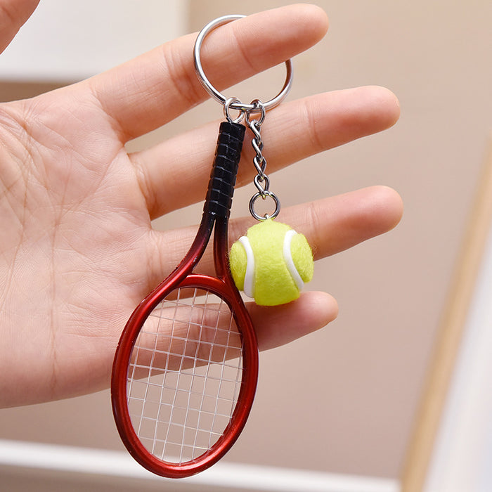 Wholesale Metal Simulation Tennis Racket Keychain JDC-KC-YanG012