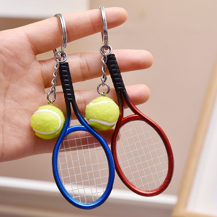 Wholesale Metal Simulation Tennis Racket Keychain JDC-KC-YanG012