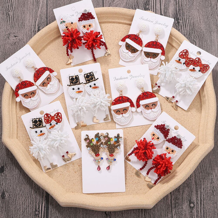 Wholesale Earrings Resin Rice Beads Christmas Elk Snowman Santa Claus JDC-ES-V050