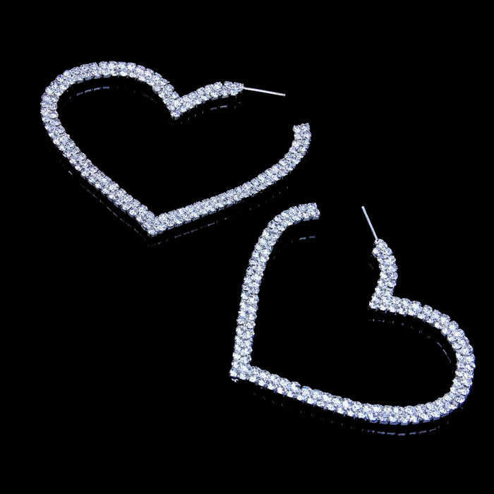 Wholesale Hollow Heart Diamond Hoop Earrings JDC-ES-Xins011