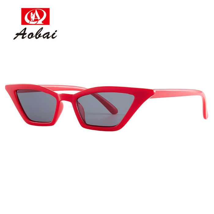 Wholesale Sunglasses PC Cat Eye Small Frame Triangle Retro Leopard Print JDC-SG-AoB010