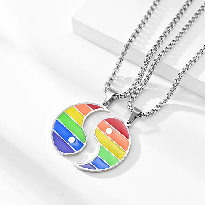 Wholesale Rainbow Flag Couple Necklace Gay Lala Gay Men and Women Unisex Pendant JDC-NE-Jianfeng001