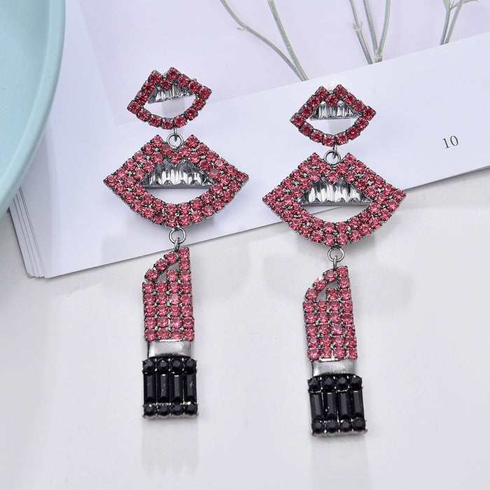 Jewelry WholesaleWholesale Lip Color Rhinestone Earrings JDC-ES-ZhanS005 Earrings 瞻盛 %variant_option1% %variant_option2% %variant_option3%  Factory Price JoyasDeChina Joyas De China