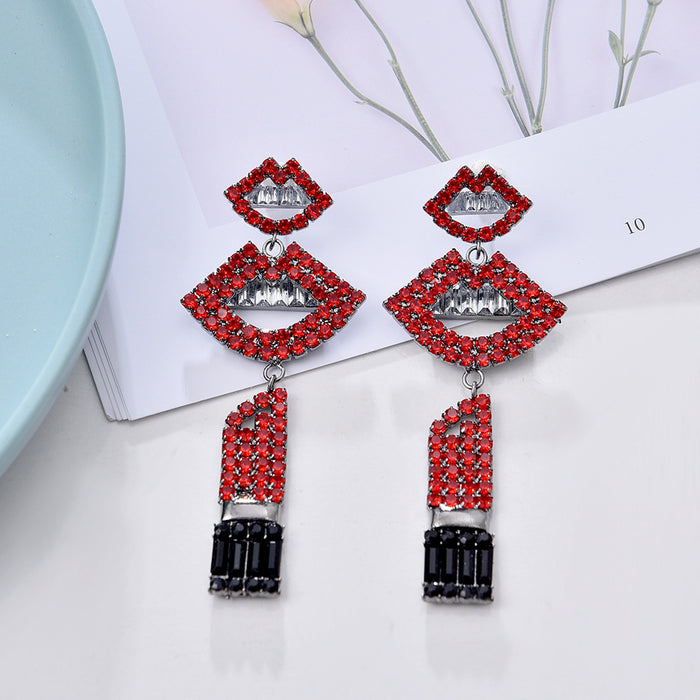 Jewelry WholesaleWholesale Lip Color Rhinestone Earrings JDC-ES-ZhanS005 Earrings 瞻盛 %variant_option1% %variant_option2% %variant_option3%  Factory Price JoyasDeChina Joyas De China