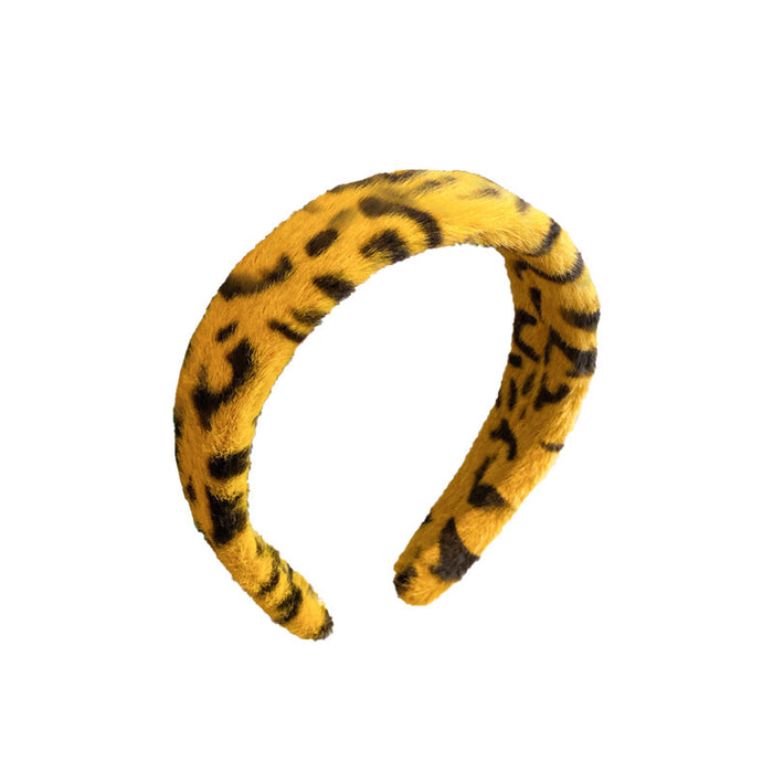 Wholesale headband cloth plush leopard print JDC-HD-CMSP004