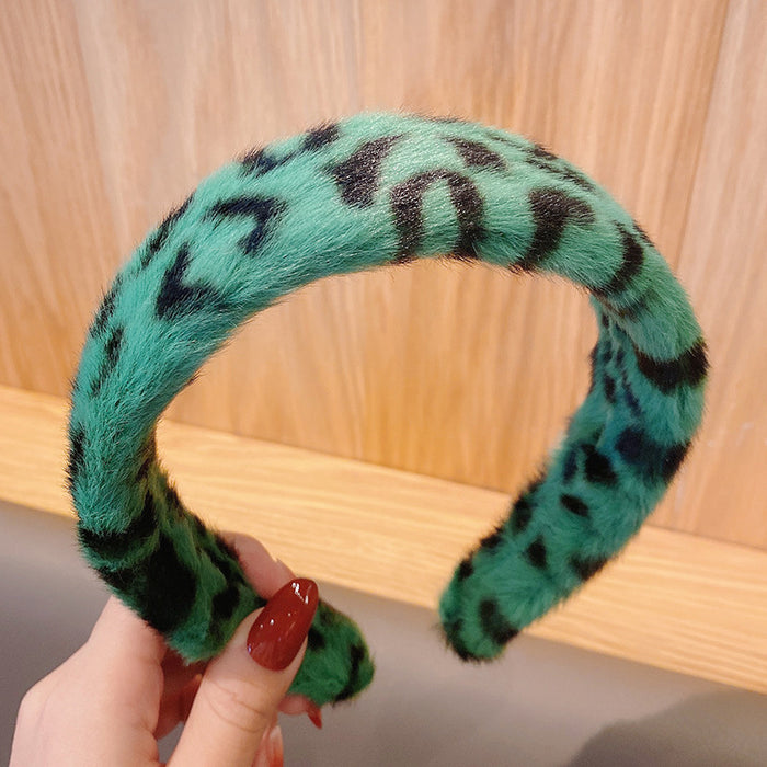 Wholesale headband cloth plush leopard print JDC-HD-CMSP004