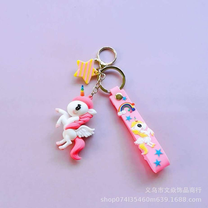 Wholesale Cute Rainbow Unicorn Cartoon Keychain MOQ≥3 JDC-KC-WYan013