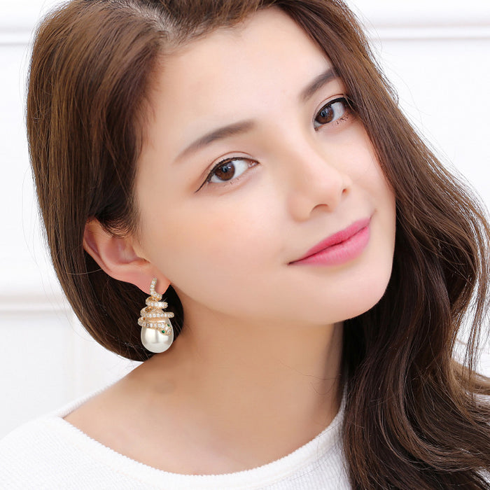 Jewelry WholesaleWholesale curved serpentine pearl alloy earrings JDC-ES-Jiaow003 Earrings 娇婉 %variant_option1% %variant_option2% %variant_option3%  Factory Price JoyasDeChina Joyas De China