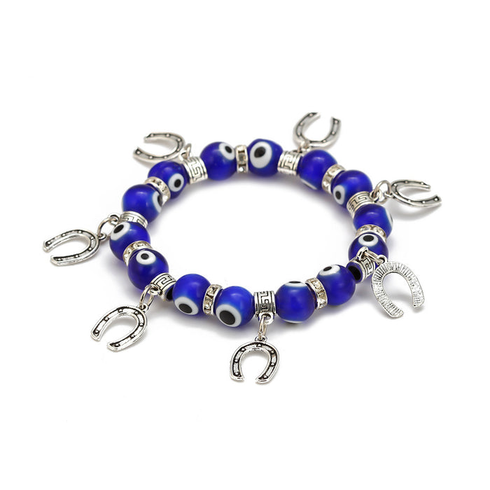 Wholesale Crystal Blue Beaded Elastic Crystal Bracelet Jewelry MOQ≥2 JDC-BT-BaiDing006