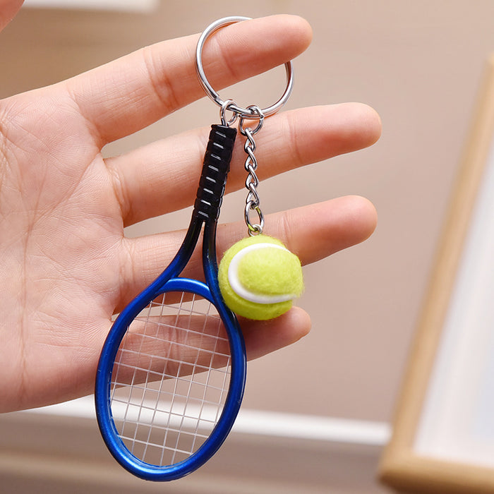 Wholesale Metal Simulation Tennis Racket Keychain JDC-KC-YanG012